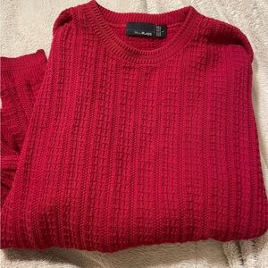 Vintage Red Woven Knit Grandpa Sweater